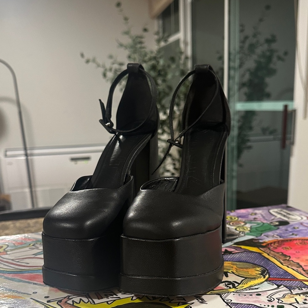 Schutz Black Platform Block Heels